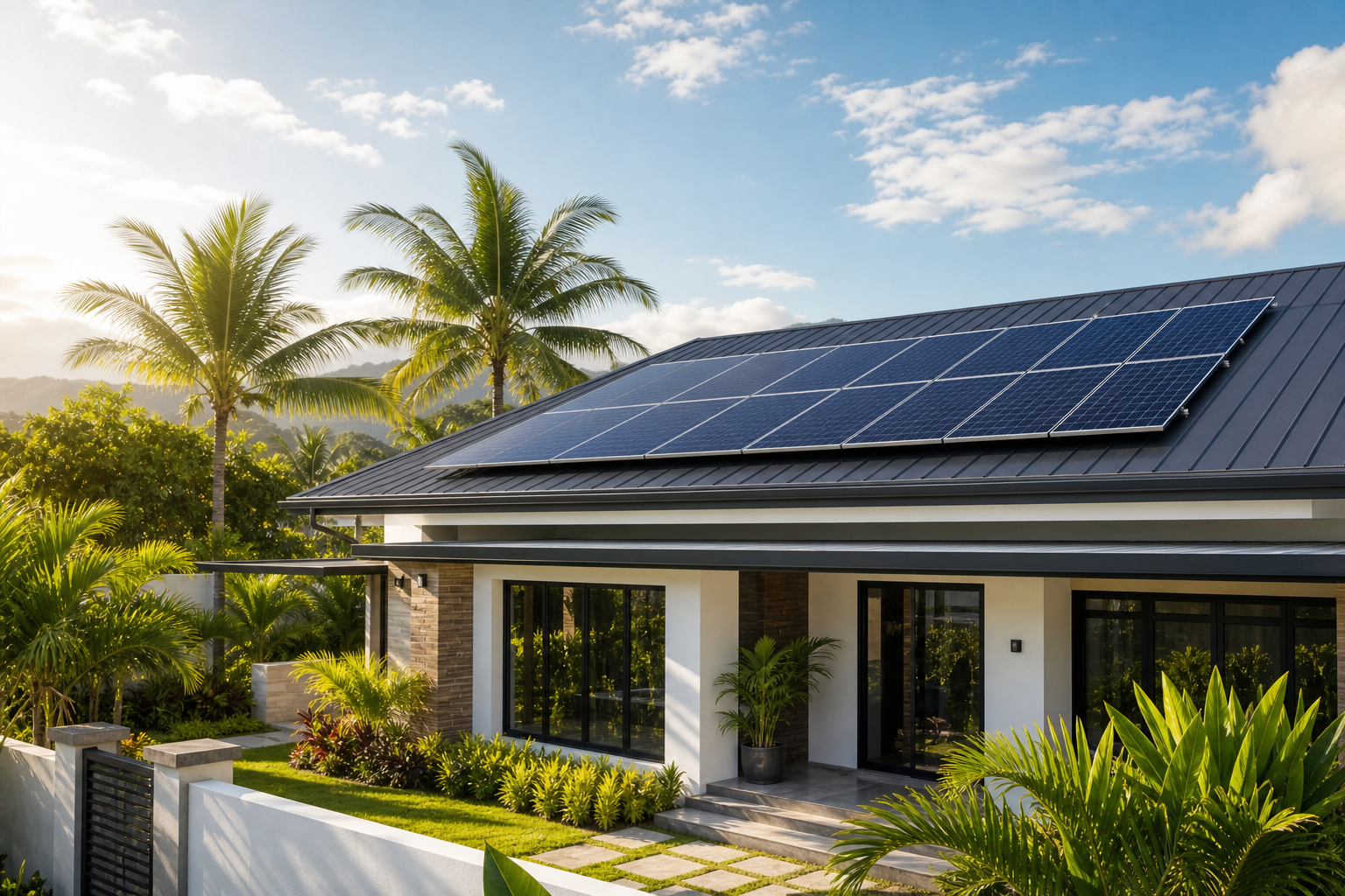 Modern home with solar panels